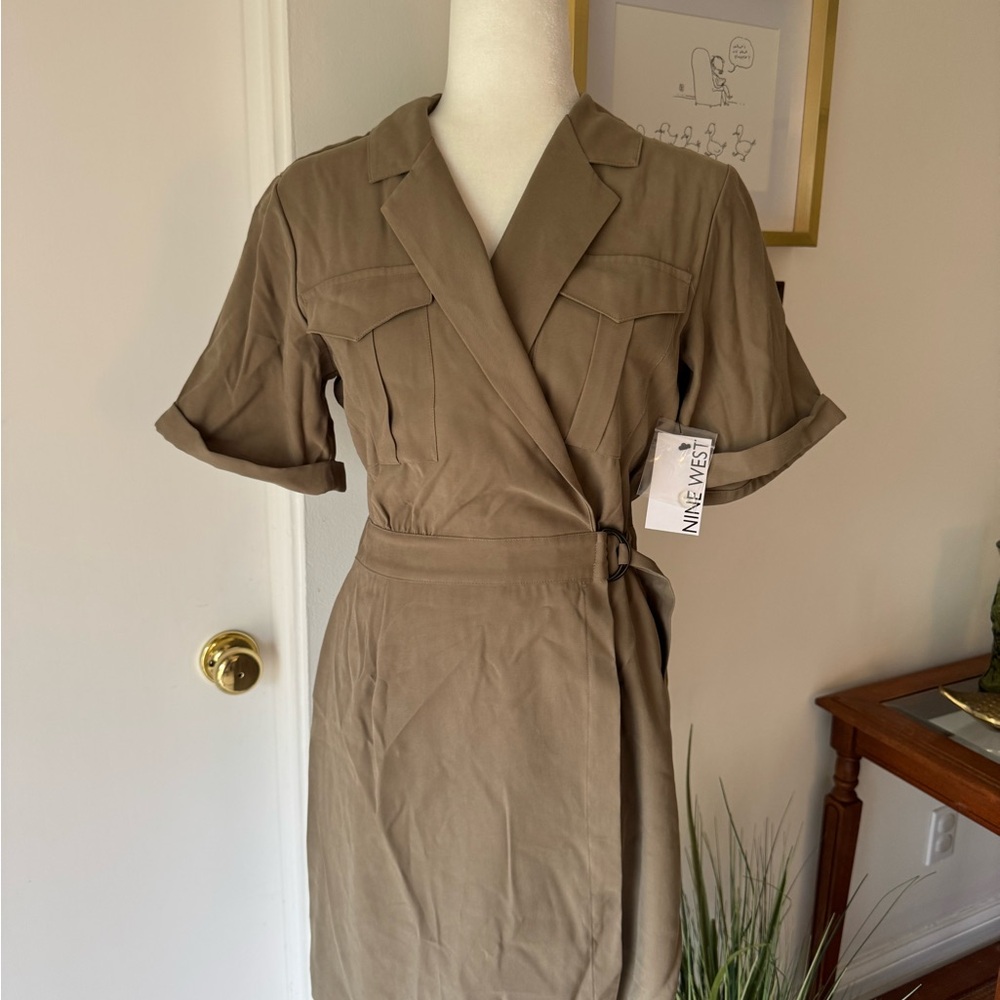 NWT Nine West Khaki Wrap Dress